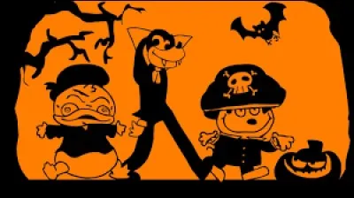 J'observe l'image et je vois trois personnages en train de marcher vers la citrouille.