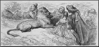 Dans le titre d'une fable de la Fontaine dédiée à Madame de Sévigné, comment est le lion ?