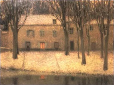 Par qui a été peinte cette "place au bord de l'eau, neige" ?