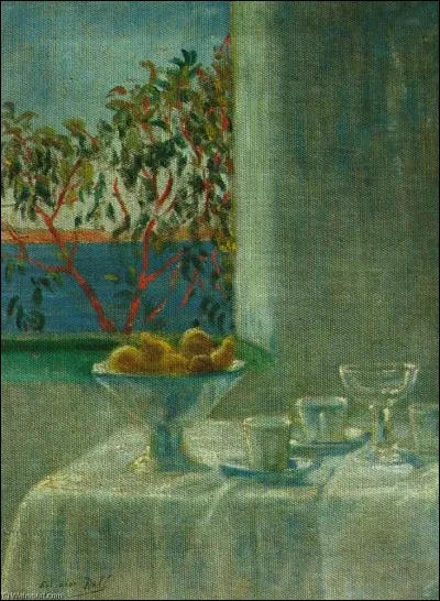 Il a intitulé sa toile "Nature morte par la fenêtre" :