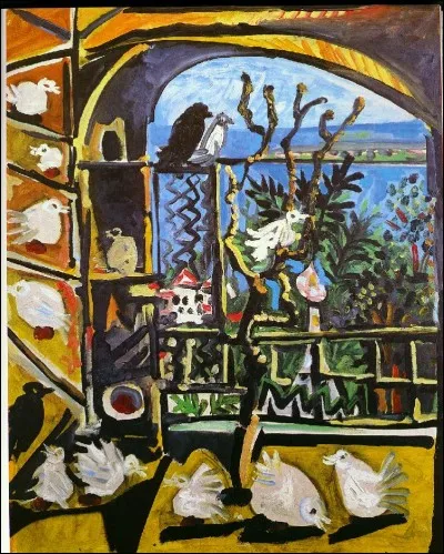 Et enfin une toile très fraîche de ce peintre bien connu qui a intitulé le tableau " Les pigeons sur la fenêtre"!