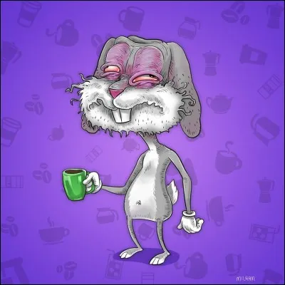 D'habitude, il est d'une humeur joyeuse, toujours souriant avec une carotte à la main. Mais là, comme il vient de se réveiller, je vous laisse deviner sa phrase fétiche.