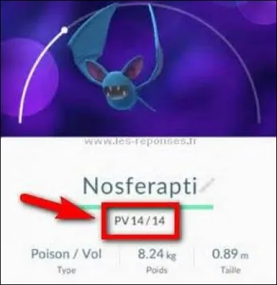 Un Pokémon possède 1 PV (point de vie) .