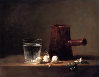 Qui a représenté cette nature morte appelée "Le verre d'eau et le pot de café" ?