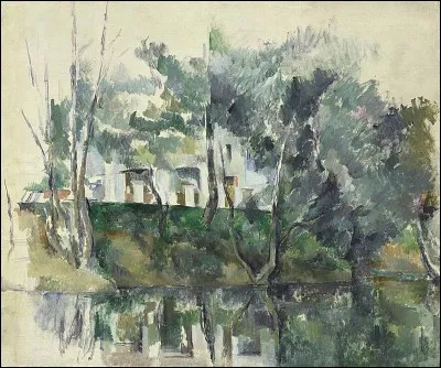 Qui a réalisé l'aquarelle "arbres et maisons au bord de l'eau" ?