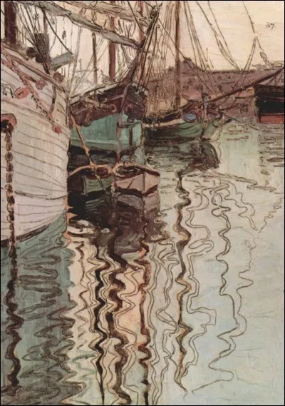 Qui a peint "Voiliers dans l'eau au port de Trieste" ?