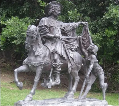 Il est représenté avec son manteau déchiré en deux.
Indice : Prénom de plus d'un âne à la foire.