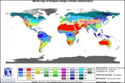 Le climat aride est situé dans les déserts chauds.