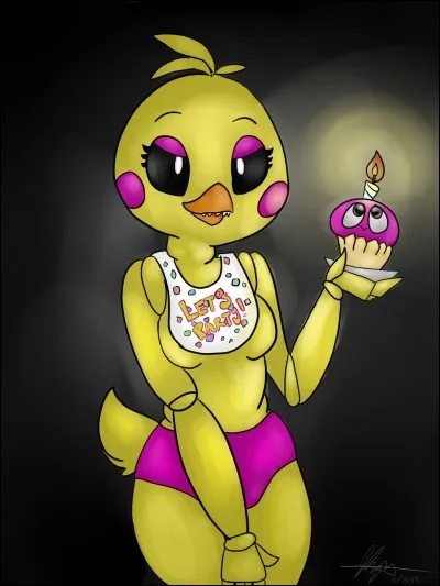 Sur e bavoir de Toy Chica, on voit écrit....