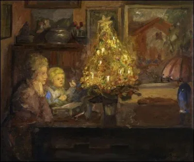 Encore une jolie peinture de Viggo Johansen, titrée Une histoire de Noël, où l'on peut admirer son talent pour traiter la lumière. A votre avis, la nationalité de ce peintre est... ?