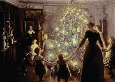 Viggo Johansen a réalisé cette belle oeuvre lumineuse tout en contraste, titrée Joyeux Noël. Ce qui fait l'intérêt de celle-ci, c'est le recours... ?