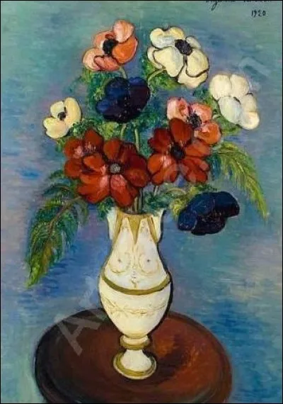 Qui a peint "Vase d'anémones sur le guéridon" ?