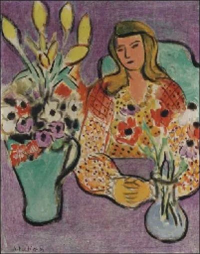 Qui a peint "Jeune fille aux anémones sur fond violet" ?