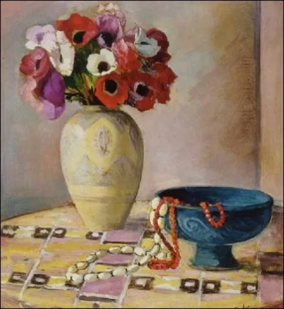 Qui a peint "Nature morte aux anémones et aux colliers" ?