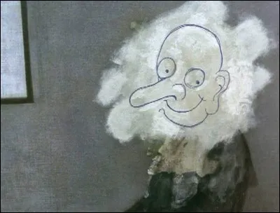 Ce n'est pas le peintre qui est montré en illustration, car il serait par trop reconnaissable, mais l'oeuvre, si l'on peut dire, qui est la sienne, réalisée sur un authentique chef d'oeuvre, le portrait de sa mère, par le peintre américain Whistler. Qui est ce portraitiste étonnant ?