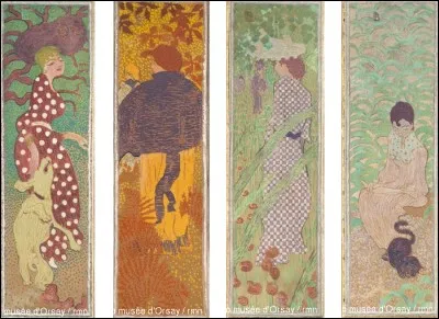 Ce peintre, surnommé « Le nabi très japonard » nous présente « Femmes au jardin », une suite de tableaux conçus comme les volets d'un paravent de quatre panneaux. Quel est son nom ?
