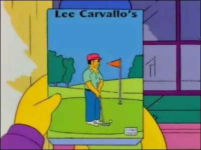 C'est un jeu très impopulaire. Marge a acheté à Bart ce jeu pour Noël. Cependant Bart a voulu avoir le jeu de la question 2 ci-dessus. Barty a joué et a essayé de le rendre excitant en utilisant le réglage ''Power Drive'' pour un méga putt et il envoie la balle dans le parking. Il s'est vite ennuyé et a arrêté le jeu. Comment s'appelle ce jeu si obsolète ?