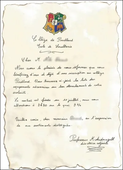 Tu reçois ta lettre pour Poudlard...