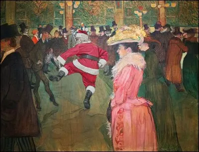 Ici, le père Noël a pris la place de la danseuse principale du Moulin-Rouge pour un french cancan endiablé. De qui est le tableau ?