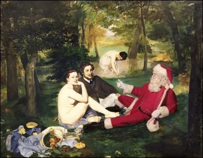 Toujours en excellente compagnie. Le père Noël a bon goût ! Il n'a pu résister au "Déjeuner sur l'herbe".