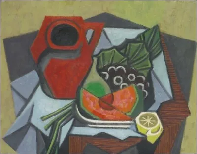 Qui a peint "Pichet rouge, tranches de melon et citron" ?