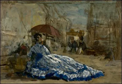 Qui a représenté cette "femme en robe bleue avec ombrelle" ?