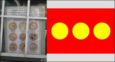 Dans un quartier d'une grande ville, la "ville libre de Christiania" vit depuis 1971 une expérience libertaire unique en Europe du Nord. Que symbolise son drapeau et dans quelle ville ?