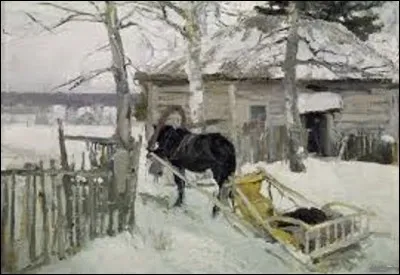 Conservé à la galerie Tretiakov à Moscou, ''En hiver'' est un tableau réalisé entre 1894-1895 et qui représente un cheval tractant un traîneau, debout tranquillement dans la neige près d'une maison. Quel impressionniste et décorateur de théâtre russe a peint cette toile ?