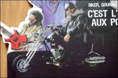 Quelle marque française met en scène un barbu sur un chopper sur cette affiche publicitaire ?