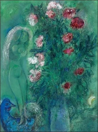 Qui a peint "Bouquet d'oeillets aux amoureux en vert" ?