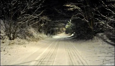 Paysage féérique de la route enneigée ! Mais nous n'arrivons pas à monter sans équipement, il paraît qu'il vaut mieux avoir :