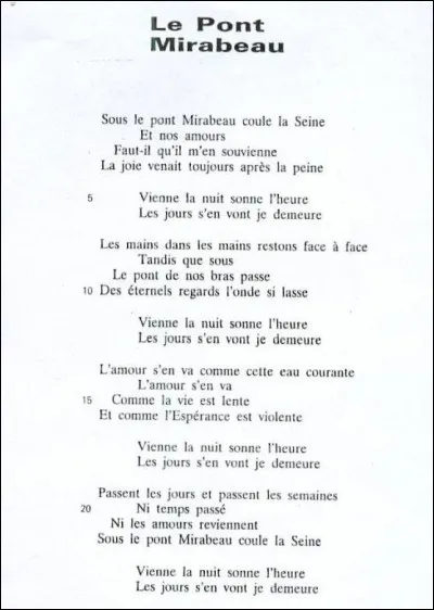 En 2018, il y aura 100 ans que l'auteur du po&egrave;me "Le Pont Mirabeau" ... est mort de la grippe espagnole.