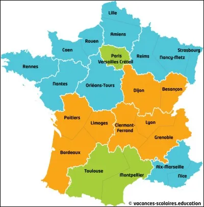 Dans quelle zone du calendrier des vacances scolaires se trouve la ville de Grenoble ?