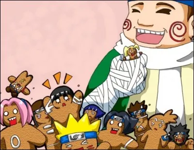 Ne mange pas tes petits camarades, Chôji ! Qui est le personnage que Chôji tient dans sa main ?