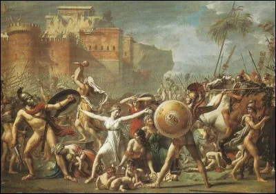 Le nom complet du tableau de Louis David est " les Sabines arrêtant le combat entre ...... "