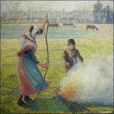 Ces paysannes font du feu un jour d'hiver, qui les a représentées ?