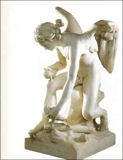 Qui a signé ''L'Amour assis sur les bords de la mer rassemblant les colombes du char de Vénus'' ?