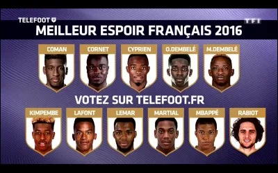 Quel joueur a décrocher le trophée Téléfoot (sur TF1) du meilleur espoir Français 2017?