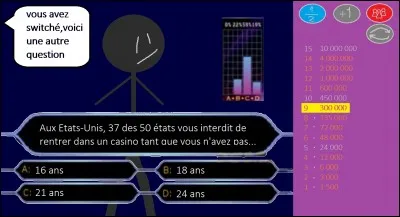 Aux États-Unis, 37 des 50 États vous interdisent de rentrer dans un casino tant que vous n'avez pas atteint vos...
