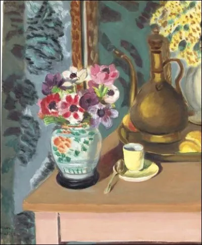 Qui a peint ce tableau avec une tasse ?
