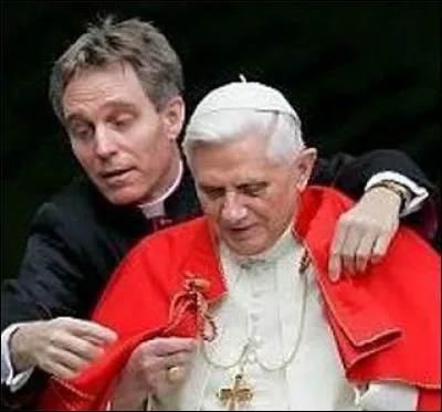 Quel est le métier de Georg Gänswein, ici en photo derrière l'ancien pape ?