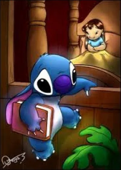 Quel livre Lilo lit-elle à Stitch après avoir été réveillée par ce dernier ?