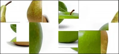 On peut voir sur cette image, une pomme et une poire.