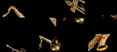 On peut voir sur cette image, un trombone à coulisse et un saxophone.