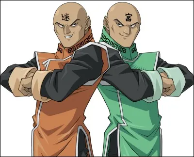 Quel est le nom des frères qu'affrontent Yugi et Joey dans le labyrinthe ?