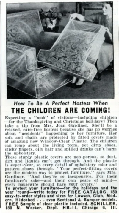 C'est une ancienne publicité qui vante les mérites de housses de canapé en plastique, pour "quand les enfants arrivent". A quelle série TV très connue pense-t-on ?