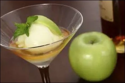 Quel alcool ajoute-t-on avec le sorbet à la pomme dans un trou normand ?