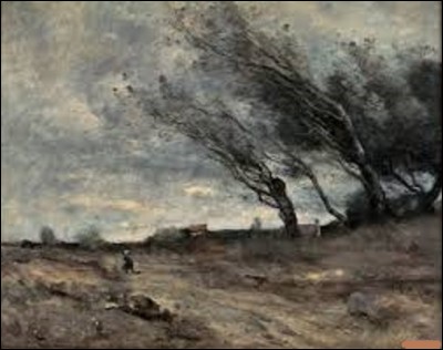 Réalisé en 1870, ''Le Coup de vent'' est l'uvre d'un peintre qui fait partie des fondateurs de l'École de Barbizon. Parmi ces trois artistes, lequel a créé cette toile ?