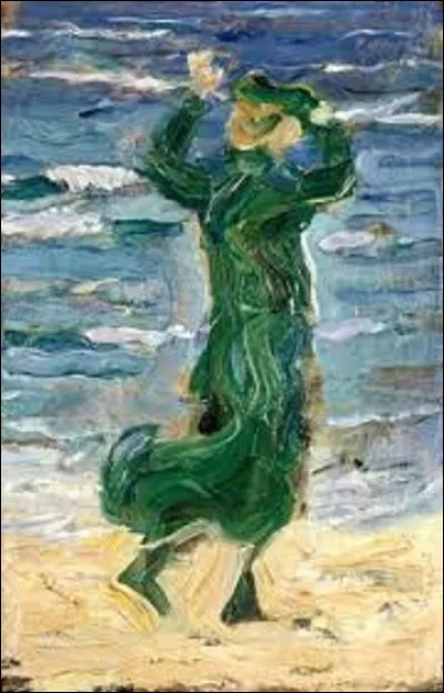 Quel peintre expressionniste allemand est à l'origine de cette toile intitulée ''Femme dans le vent à la mer'' ?