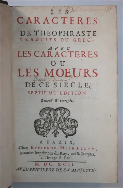Lequel de ces chapitres ne fait pas partie des "Caractères" de la Bruyère ?
